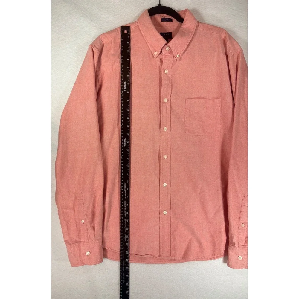 J.Crew Mens Oxford Slim‎ Fit Long Sleeve Button Down Shirt Coral XL